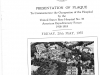Booklet commemorating the unveiling of the plaque.
